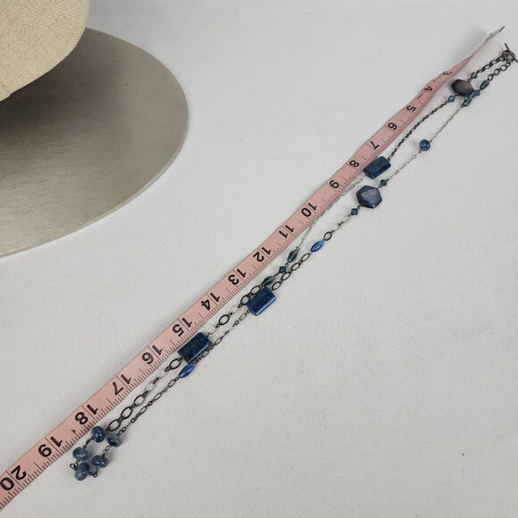 Blue Polished Natural Stone Black Chain Toggle Necklace - Picture 6 of 6